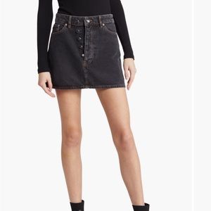 Ganni Double Fly Denim Miniskirt